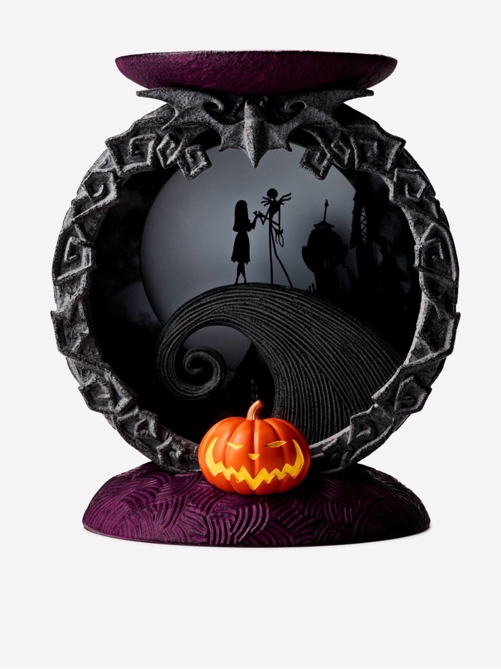 Nightmare Before Christmas Spiral Light Up Pedestal 3-Wick Candle Holder. New.